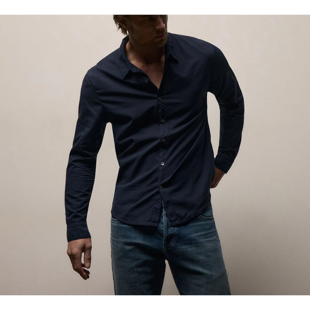 James Perse Los Angeles cotton Standard Shirt Deep navy Sz 2 A006236